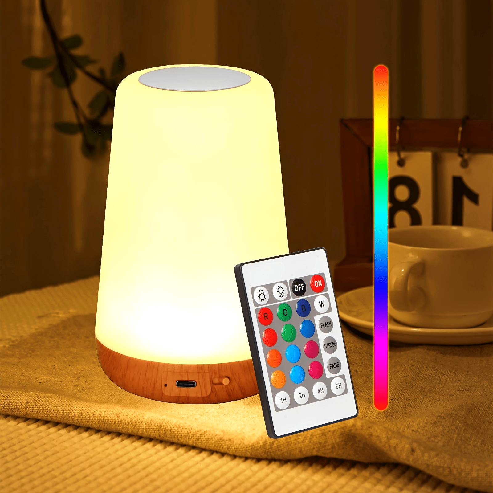 Touch-Controlled Portable Night Light with 13 RGB Colors - Rechargeable Desk Lamp for Bedroom, Living Room, Dining Area, Perfect for Christmas Gifts, Holiday Office, Bedroom, Hotel, Party, Restaurant Decoration