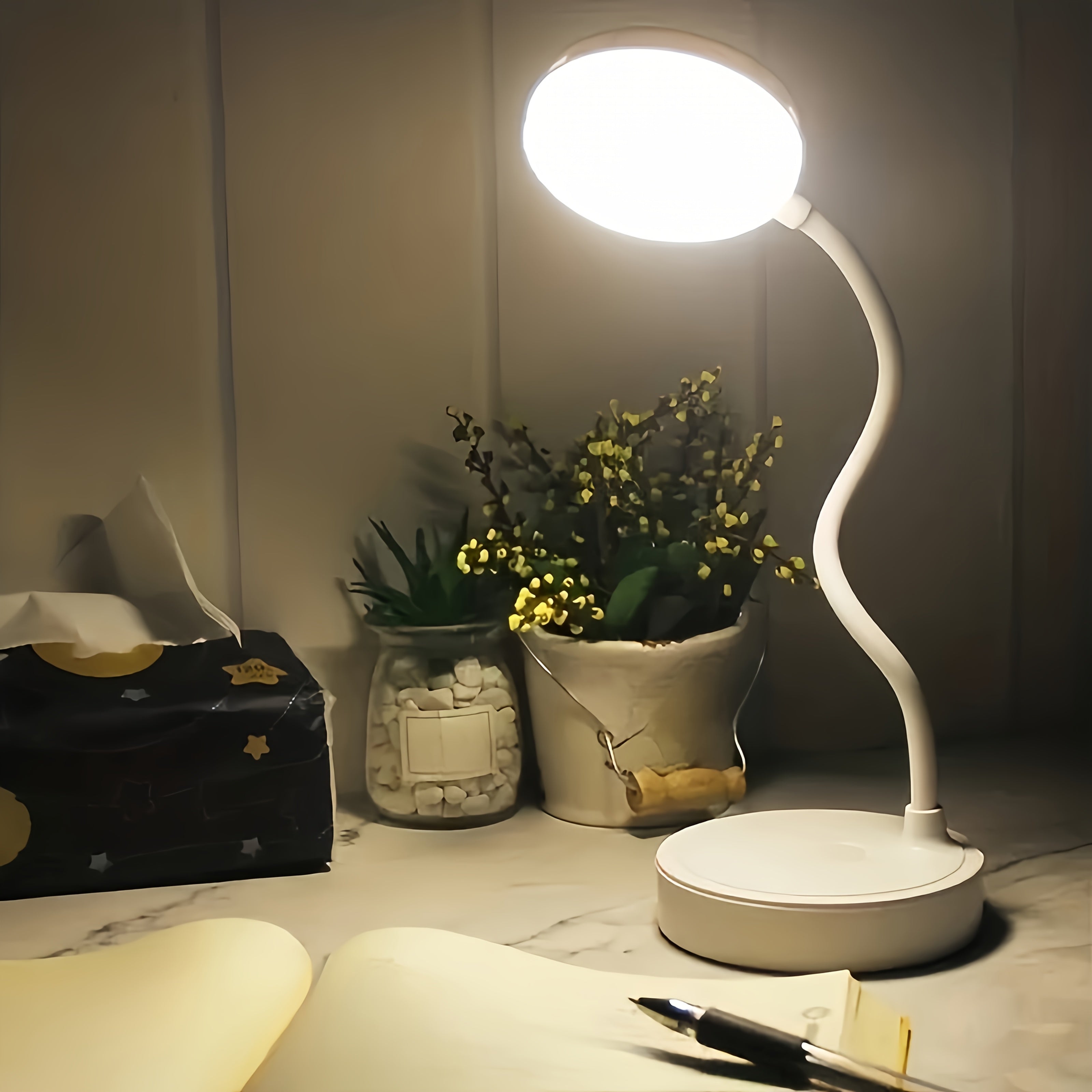 Modern USB-Powered Desk Lamp with Adjustable Lighting – Sleek White Design for Dorms, Bedrooms, and Living Rooms – Perfect Gift for Valentine's Day or Christmas