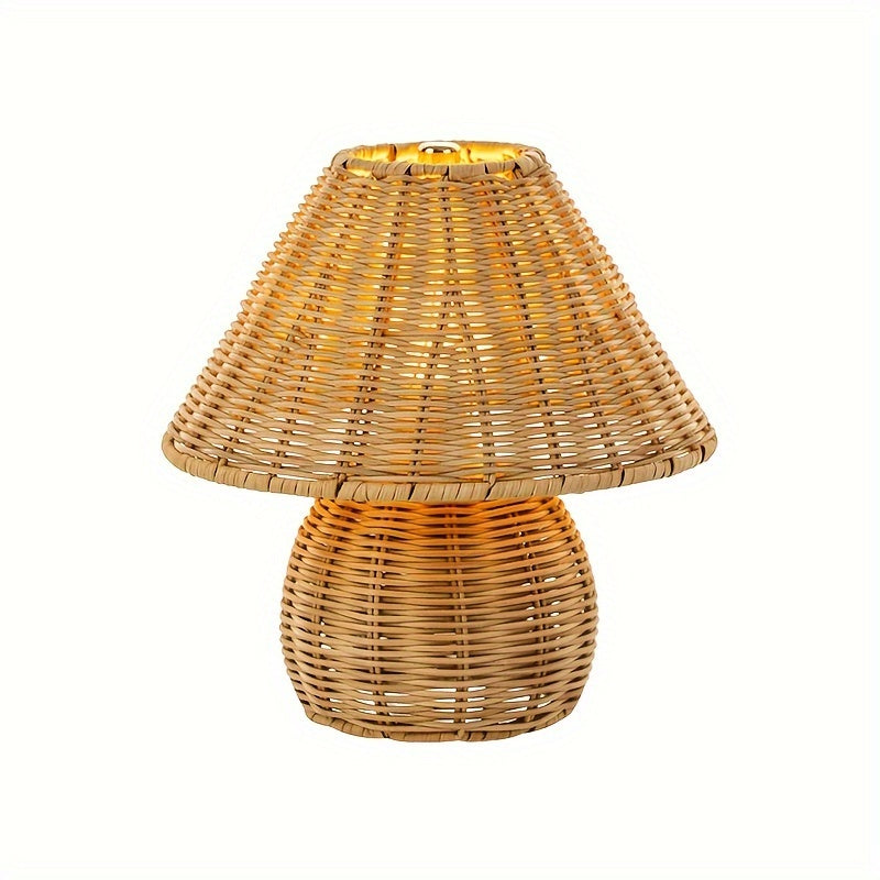 Art Deco Handwoven Desk Lamp USB Powered - Solid Color, Polished Finish, Fantasy Theme Pagoda-Shade Clip-On Lamp for Home Decor, Uplight Table Light with Push Button Switch for Bedroom, Living Room, Study