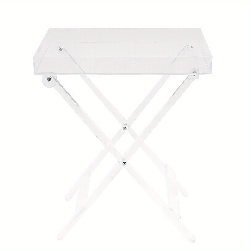 1pc Table d'appoint pliante en acrylique transparent, plateau TV peu encombrant, table basse portable pour café, thé et collations pour le salon, aucun assemblage requis, design moderne