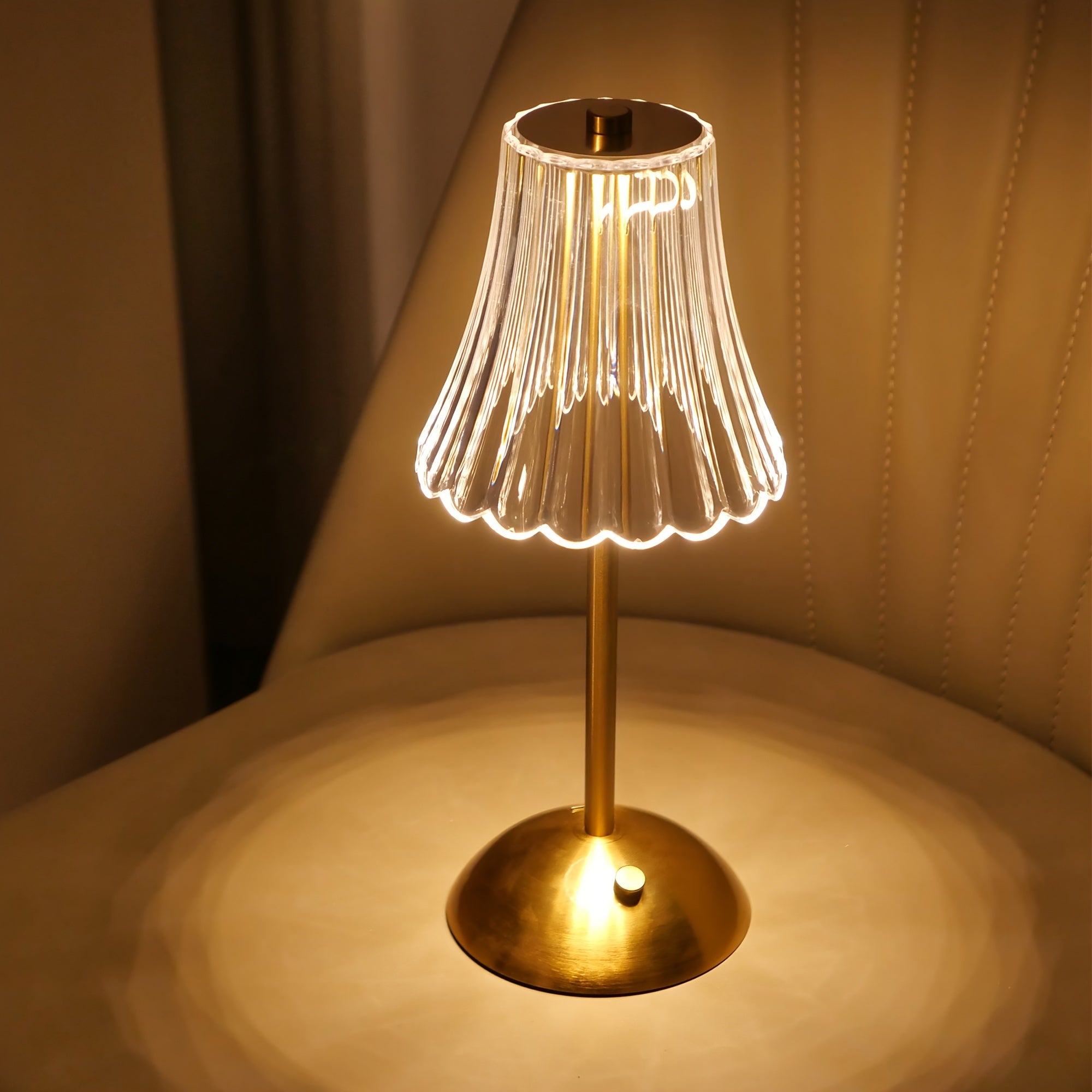 1pc Elegant Touch-Control Metal Table Lamp with USB Rechargeable Battery - Adjustable Ambient Lighting, Polished Brass Finish for Living Room, Bedroom, Study, Dining & Bar, Rechargeable Table Lamp