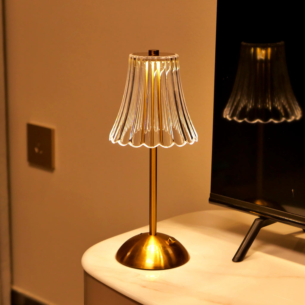 1pc Elegant Touch-Control Metal Table Lamp with USB Rechargeable Battery - Adjustable Ambient Lighting, Polished Brass Finish for Living Room, Bedroom, Study, Dining & Bar, Rechargeable Table Lamp