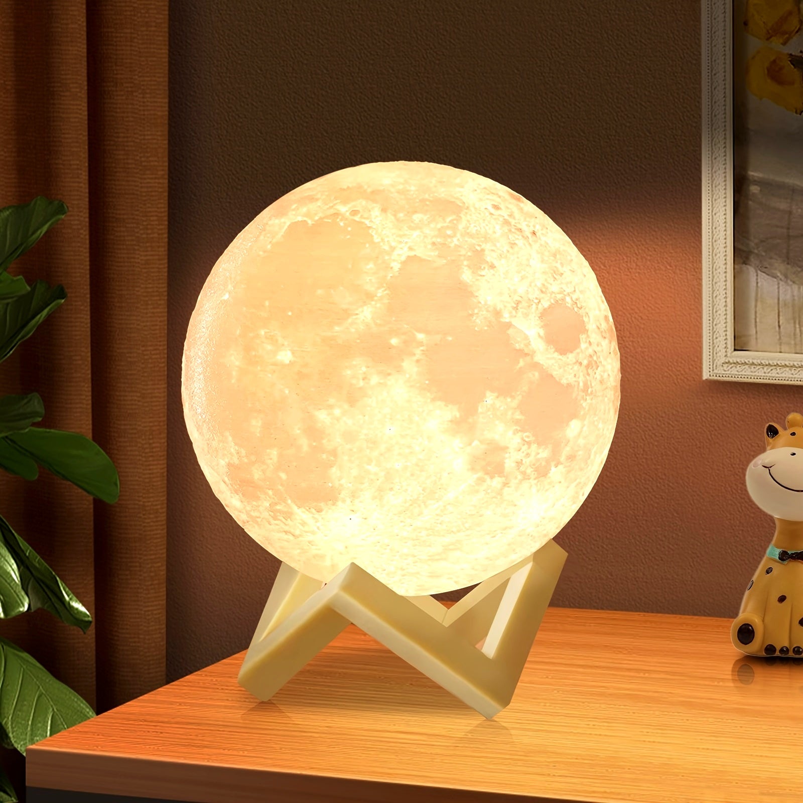 1pc 2024 Moon Lamp, 128 Colors, Birthday Gift, Table Lamp, Night Lamp, Bedside Lamp, LED Lamp, USB Lamp, Soft Warm Light Lamp, Rechargeable Night Light, Lamp for Bedroom, Room Decor Light, Table Lamp