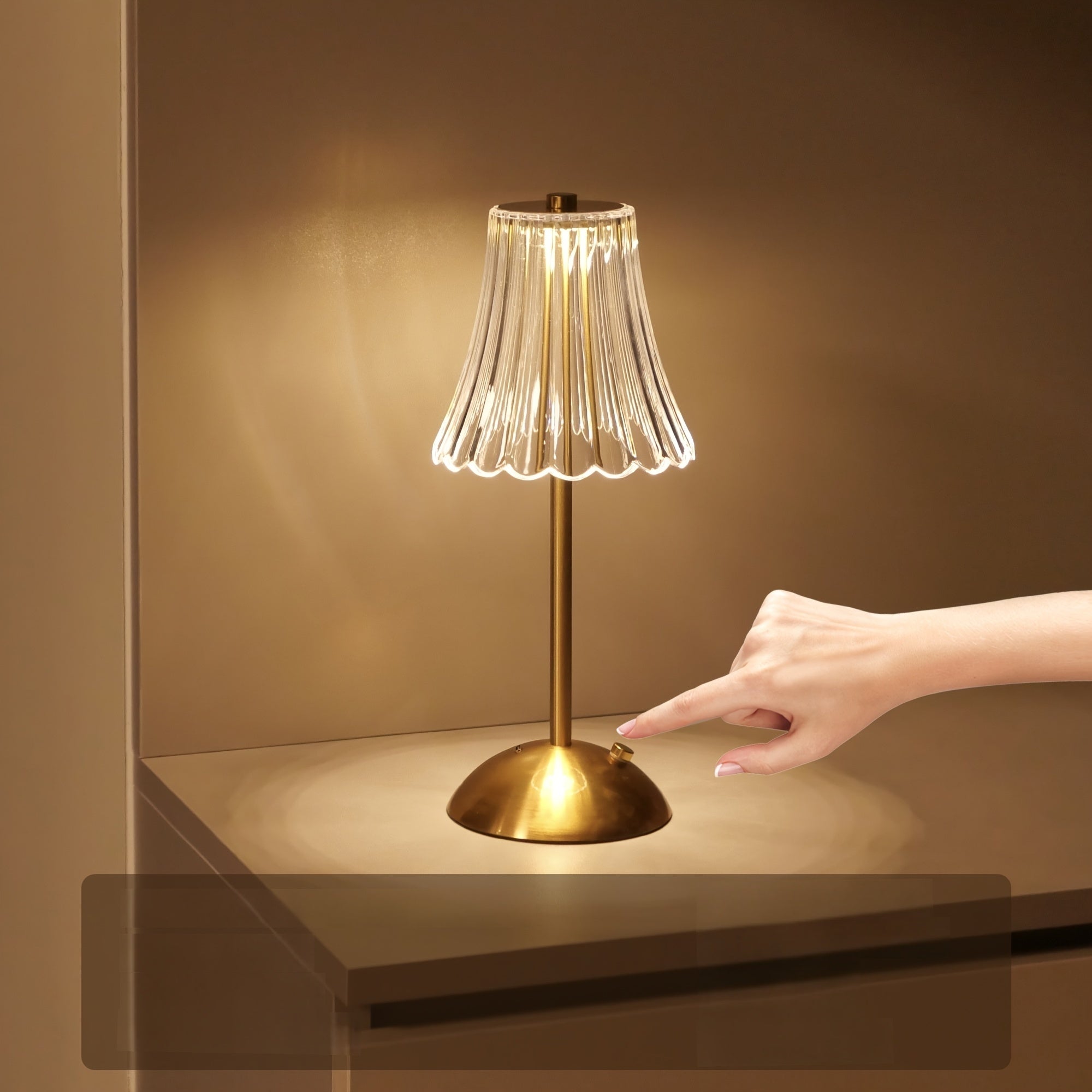 1pc Elegant Touch-Control Metal Table Lamp with USB Rechargeable Battery - Adjustable Ambient Lighting, Polished Brass Finish for Living Room, Bedroom, Study, Dining & Bar, Rechargeable Table Lamp