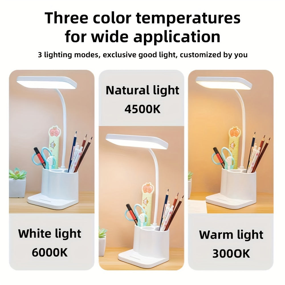 1pc JDY Rechargeable LED Stand Light with Polished Finish, Adjustable Lighting Desk Lamp, USB Charging, 5V, with Tabletop Mount, for Reading, Music Stand, Bedroom, Household Use