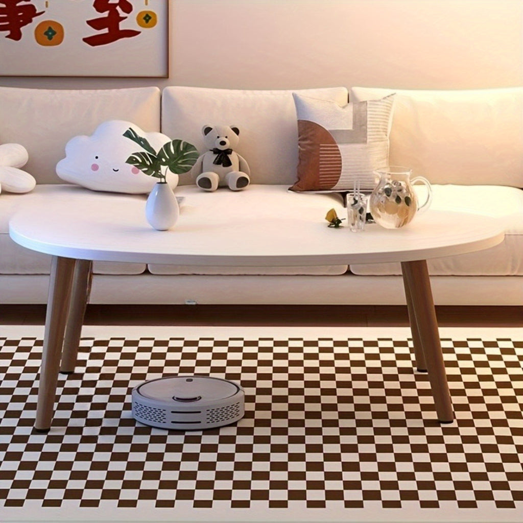 Table basse en bois massif de couleur crème moderne - Conception compacte, idéale pour les salons et les chambres, peut être utilisée comme table à thé et adaptée aux petits appartements, tables utilitaires