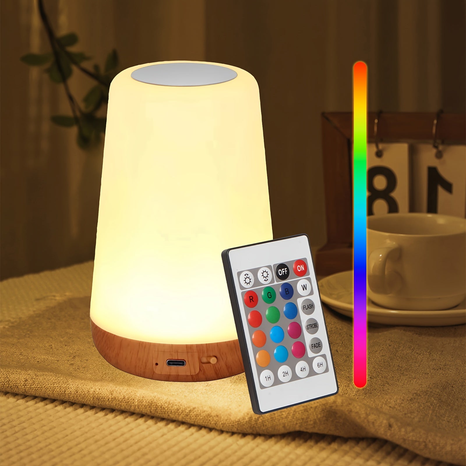Touch-Controlled Portable Night Light with 13 RGB Colors - Rechargeable Desk Lamp for Bedroom, Living Room, Dining Area, Perfect for Christmas Gifts, Holiday Office, Bedroom, Hotel, Party, Restaurant Decoration