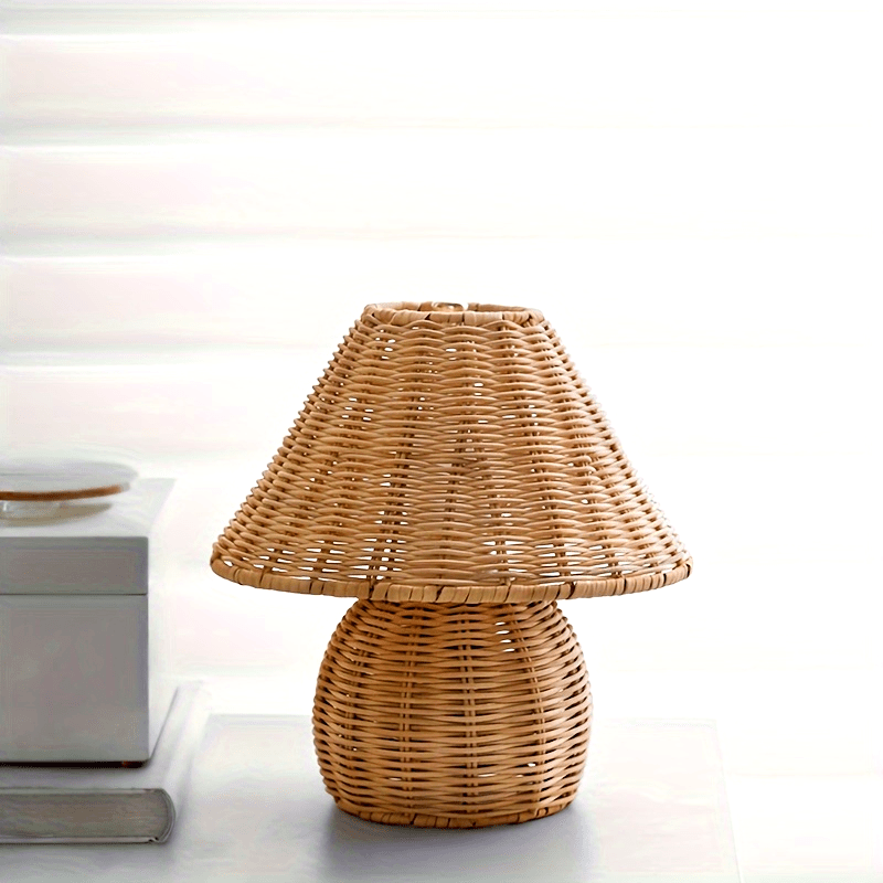Art Deco Handwoven Desk Lamp USB Powered - Solid Color, Polished Finish, Fantasy Theme Pagoda-Shade Clip-On Lamp for Home Decor, Uplight Table Light with Push Button Switch for Bedroom, Living Room, Study