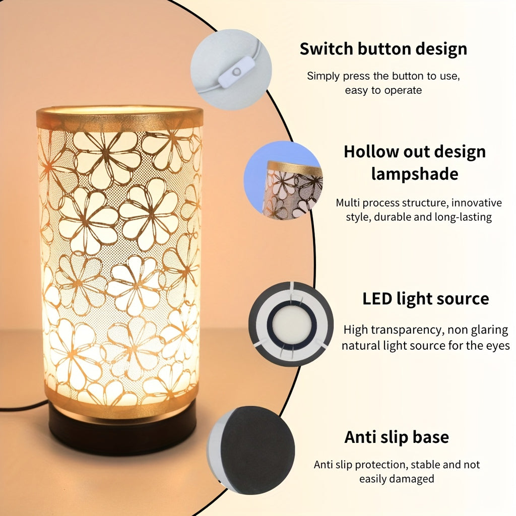 1pc Modern Minimalist USB-Powered Fabric Table Lamp - with Switch Warm Light, Suitable for Bedroom, Office, Bedside Table, Bookshelf & Living Room Decor, Soft Lighting Non-Harmful to Eyes, Ideal Gift for Family and Friends
