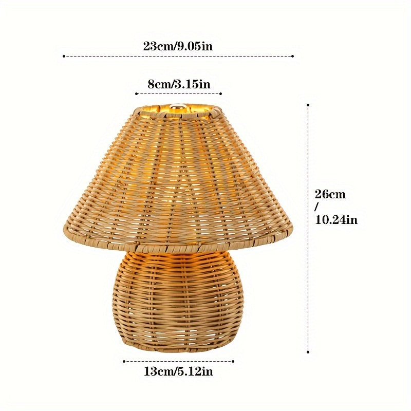 Art Deco Handwoven Desk Lamp USB Powered - Solid Color, Polished Finish, Fantasy Theme Pagoda-Shade Clip-On Lamp for Home Decor, Uplight Table Light with Push Button Switch for Bedroom, Living Room, Study