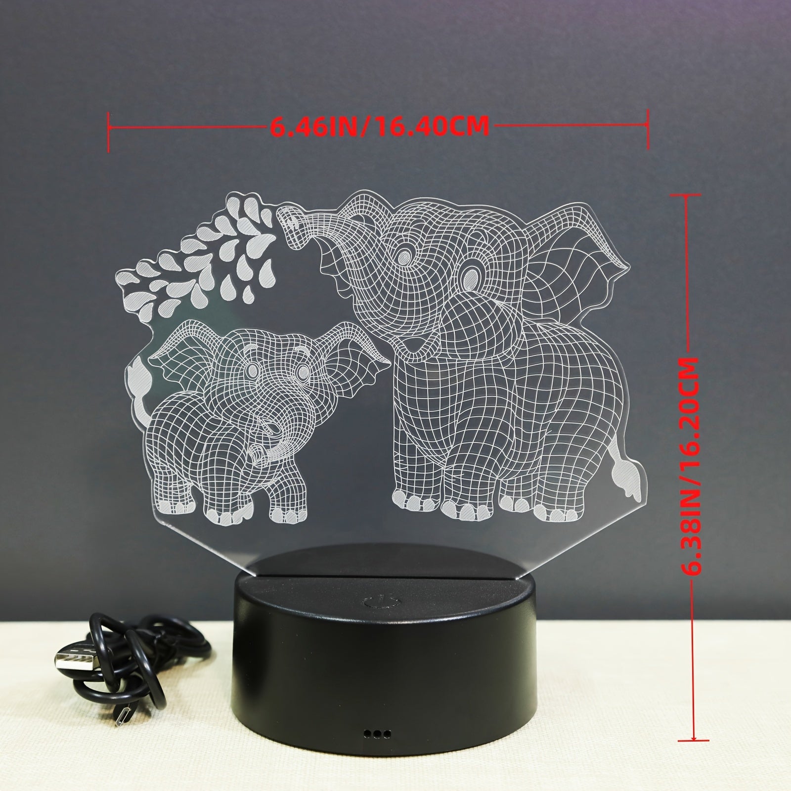 1pc Two Elephants 3D Night Light, Plug-in Touch Seven-color Gradient, Bedside Lamp Small Table Lamp, Decorative Lamp, Christmas Gift Holiday Gift Birthday Gift